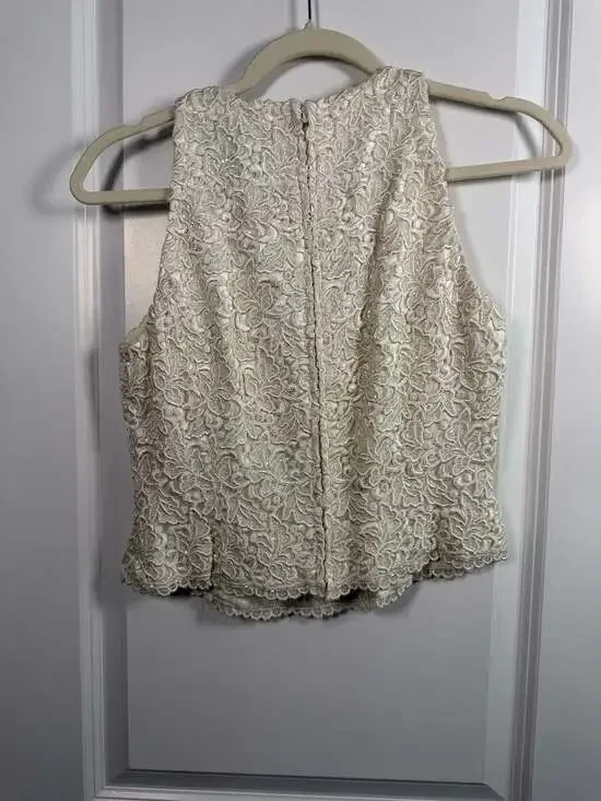 Vintage Carmen Marc Valvo Petite Beaded Embroidered Lace Halter Top Size 4 - Picture 4 of 6